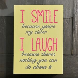 Yellow and Pink Sister Quote Wall Art